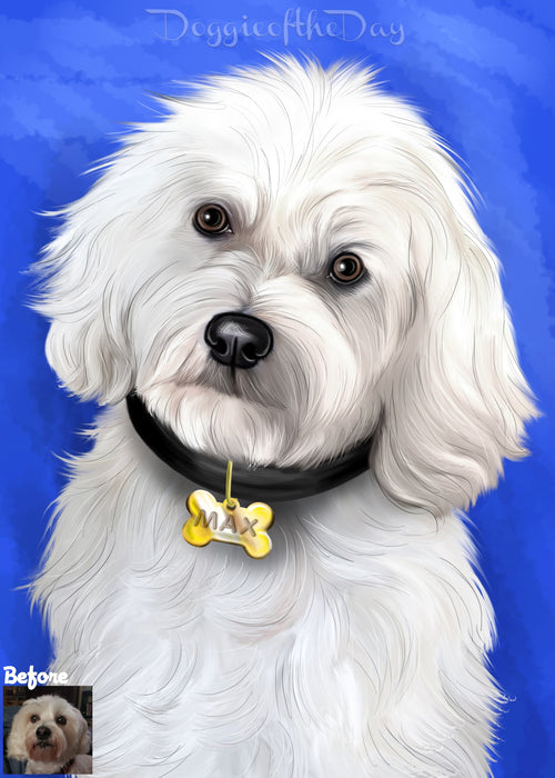 Digital Painting PERSONALIZED Caricature PET PORTRAIT! Custom Pet Dog or Cat Art