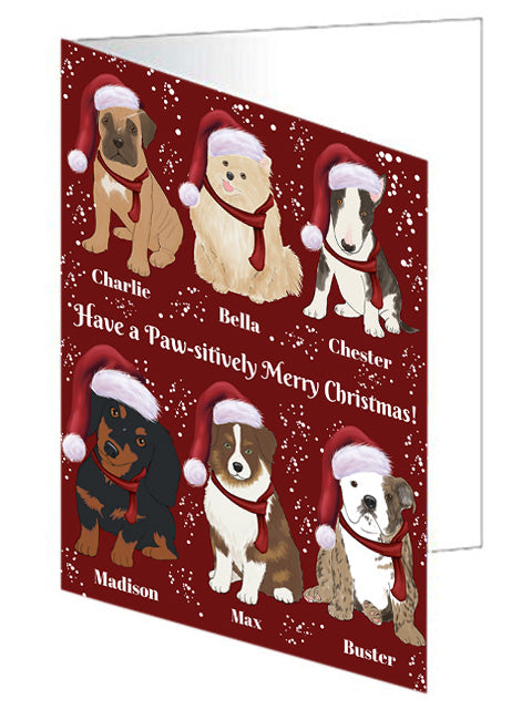 Custom Personalized Cartoonish Pet Photo and Name on Handmade Artwork Assorted Pets Greeting Cards and Note Cards with Envelopes for All Occasions and Holiday Seasons in Merry Christmas Background