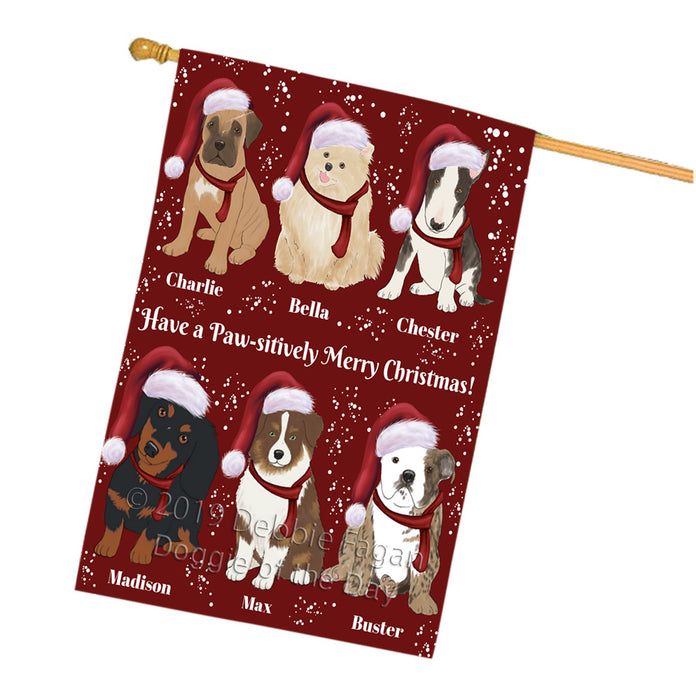 Custom Personalized Cartoonish Pet Photo and Name on House Flag in Merry Christmas Background