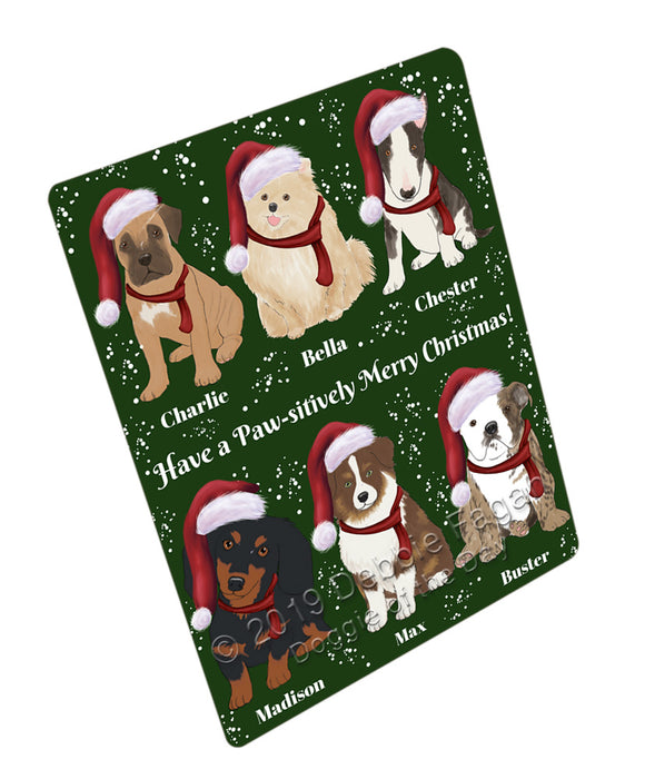 Custom Personalized Cartoonish Pet Photo and Name on Cutting Baord in Merry Christmas Background