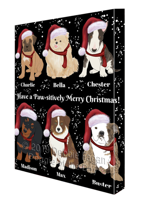 Custom Personalized Cartoonish Pet Photo and Name on Canvas Print Wall Art in Merry Christmas Background