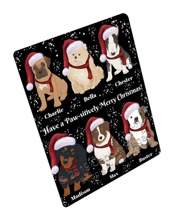 Custom Personalized Cartoonish Pet Photo and Name on Cutting Baord in Merry Christmas Background