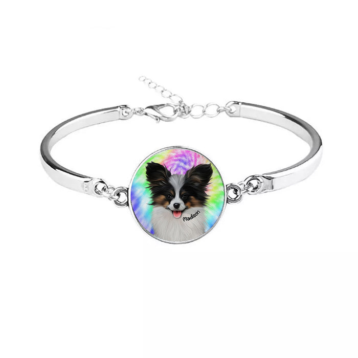 Personalized Metal Bracelet Custom Rainbow Tie Dye Add Your Photo All Over Print