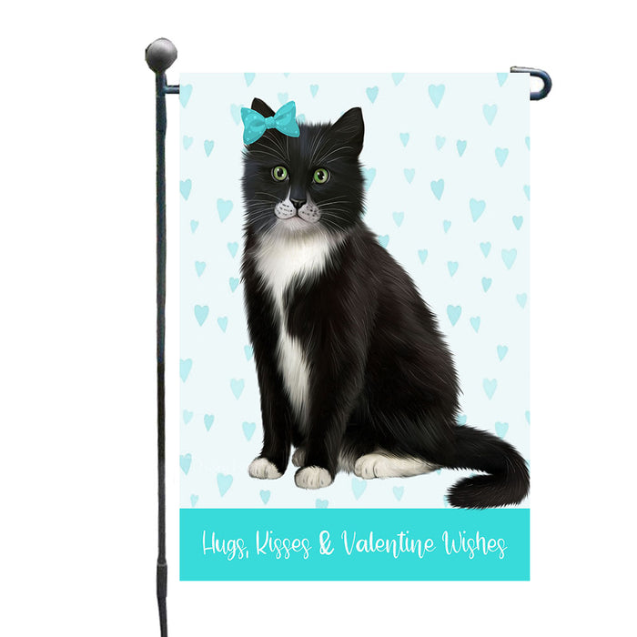 Mini Hearts Tuxedo Cats Garden Flags- Outdoor Double Sided Garden Yard Porch Lawn Spring Decorative Vertical Home Flags 12 1/2"w x 18"h