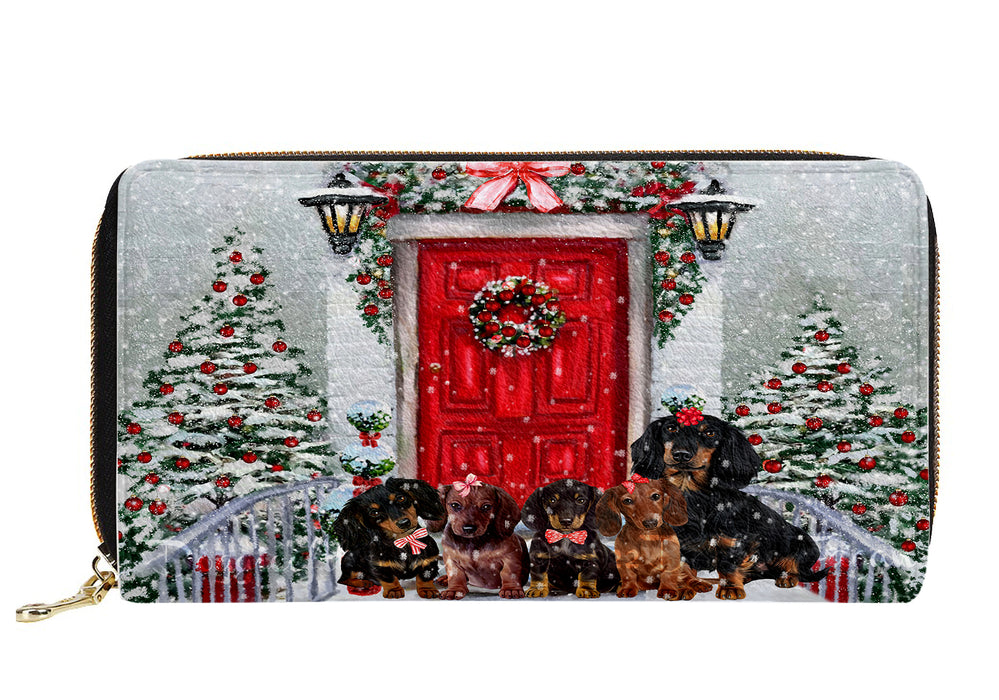 Christmas Holiday Welcome Red Door Dachshund Dog Mini Purse