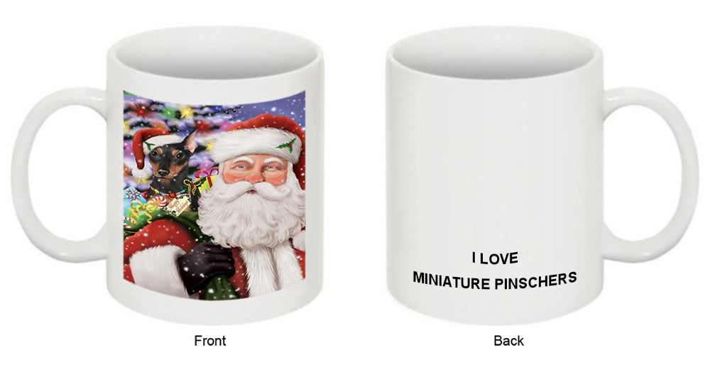 Santa Carrying Miniature Pinscher Dog and Christmas Presents Coffee Mug MUG50907