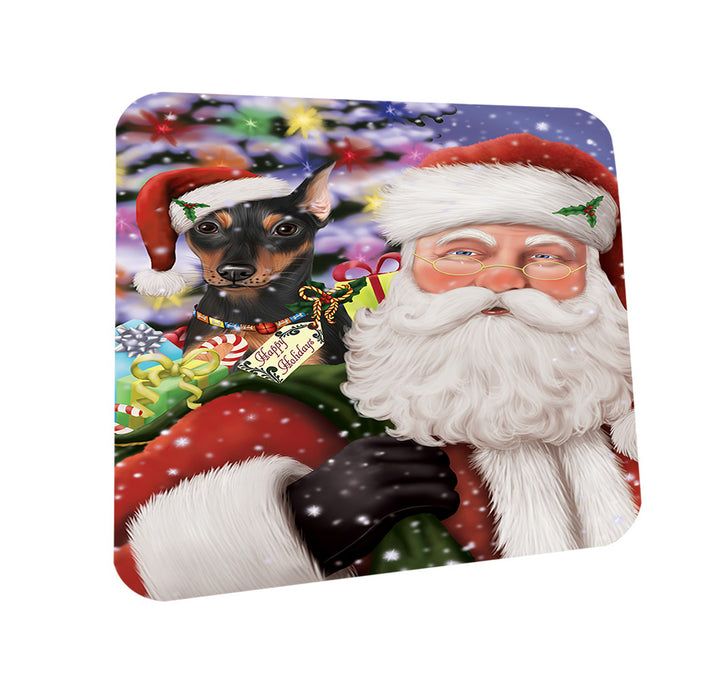 Santa Carrying Miniature Pinscher Dog and Christmas Presents Coasters Set of 4 CST55467
