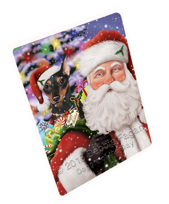 Santa Carrying Miniature Pinscher Dog and Christmas Presents Cutting Board C71664