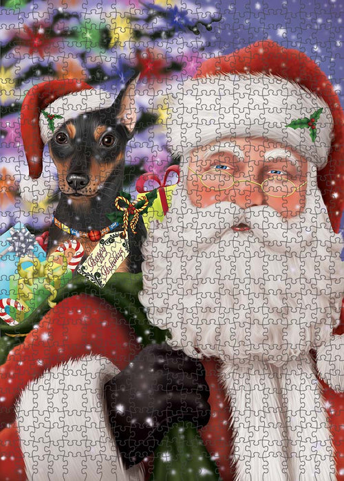 Santa Carrying Miniature Pinscher Dog and Christmas Presents Puzzle  PUZL90240