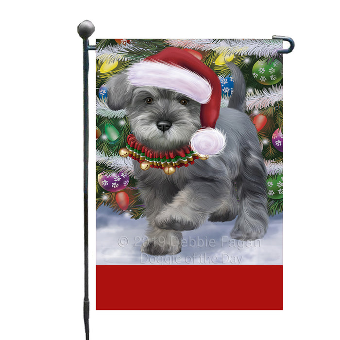 Personalized Trotting in the Snow Miniature Schnauzer Dog Custom Garden Flags GFLG-DOTD-A60757