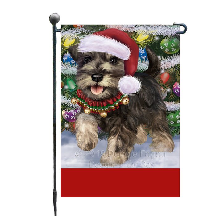 Personalized Trotting in the Snow Miniature Schnauzer Dog Custom Garden Flags GFLG-DOTD-A60758