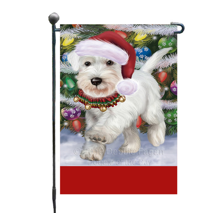 Personalized Trotting in the Snow Miniature Schnauzer Dog Custom Garden Flags GFLG-DOTD-A60759