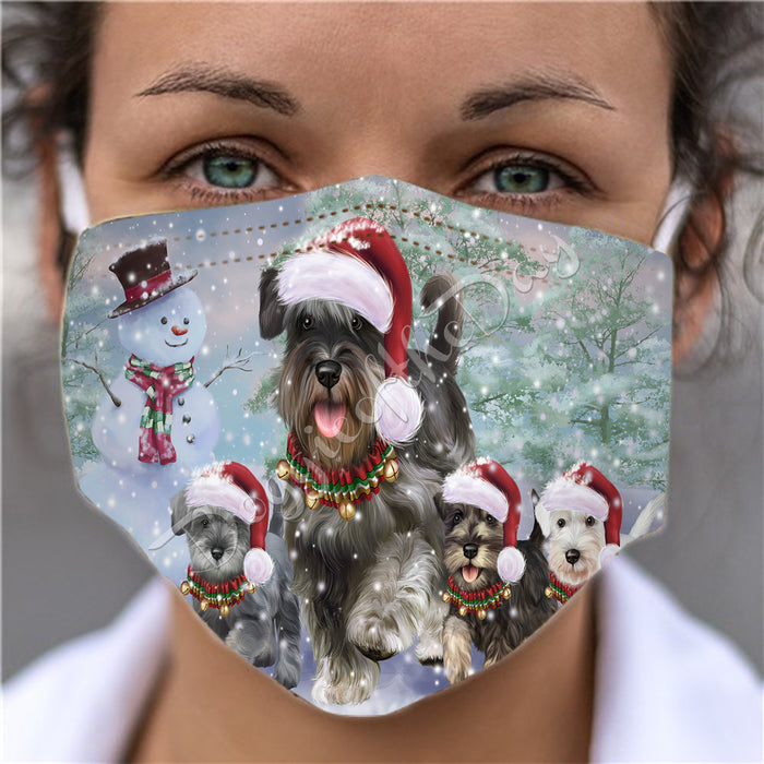 Christmas Running Fammily Schnauzer Dogs Face Mask FM48727