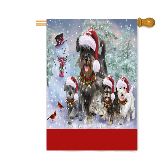 Personalized Christmas Running Family Miniature Schnauzer Dogs Custom House Flag FLG-DOTD-A60395