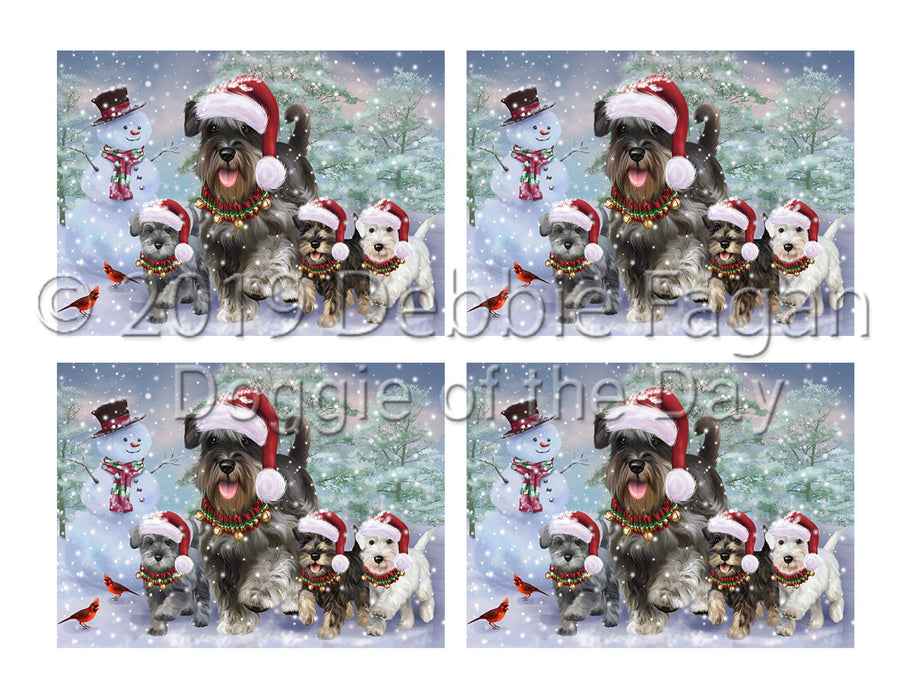 Christmas Running Fammily Miniature Schnauzer Dogs Placemat