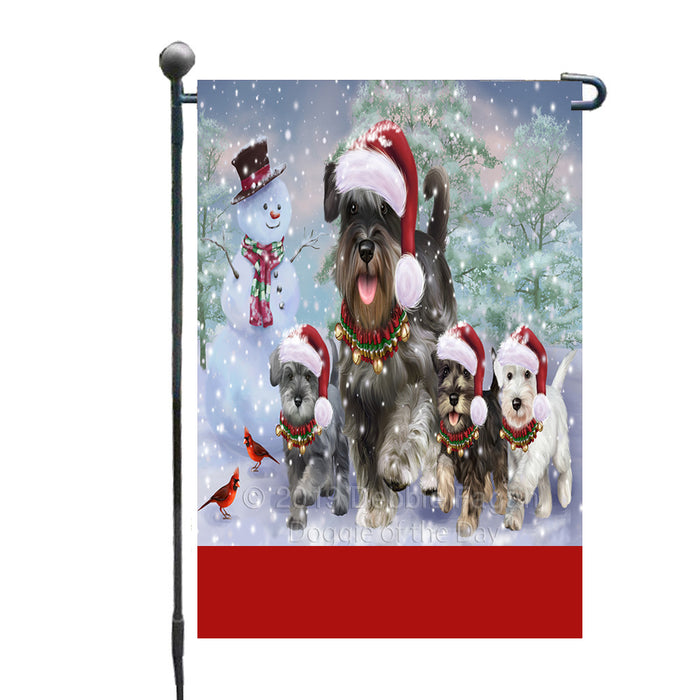 Personalized Christmas Running Family Miniature Schnauzer Dogs Custom Garden Flags GFLG-DOTD-A60339