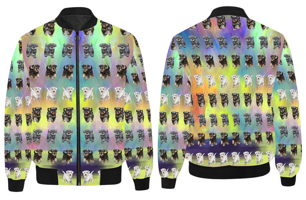 Paradise Wave Miniature Schnauzer Dogs All Over Print Quilted Bomber Men's Jacket