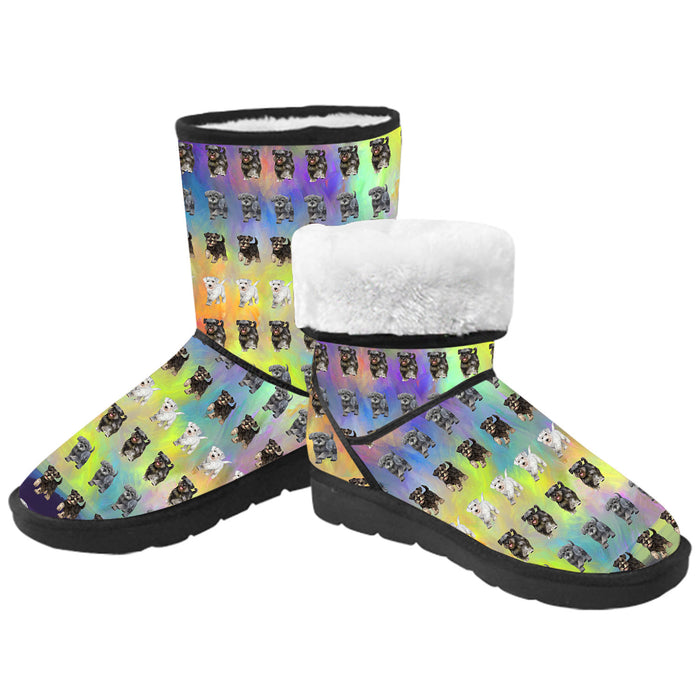 Paradise Wave Miniature Schnauzer Dogs Men's Snow Boots