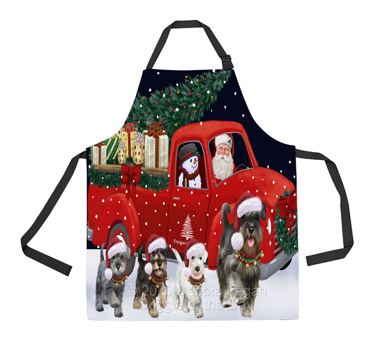 Christmas Express Delivery Red Truck Running Schnauzer Dogs Apron Apron-48135