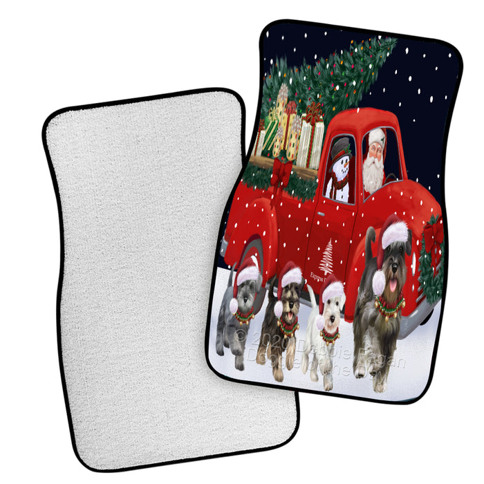 Christmas Express Delivery Red Truck Running Schnauzer Dogs Polyester Anti-Slip Vehicle Carpet Car Floor Mats  CFM49507