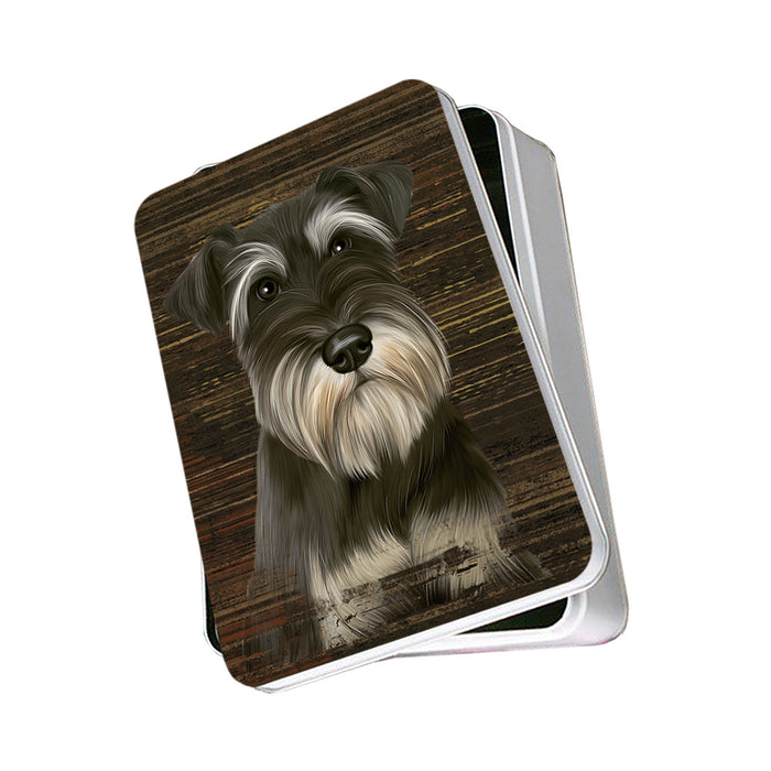 Rustic Miniature Schnauzer Dog Photo Storage Tin PITN50579