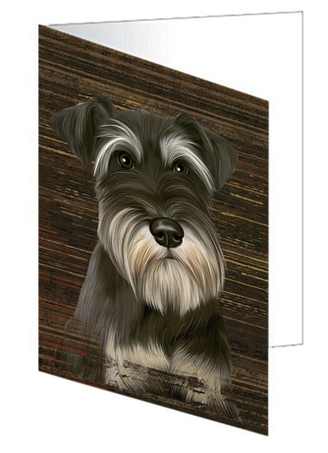 Rustic Miniature Schnauzer Dog Handmade Artwork Assorted Pets Greeting Cards and Note Cards with Envelopes for All Occasions and Holiday Seasons GCD55784