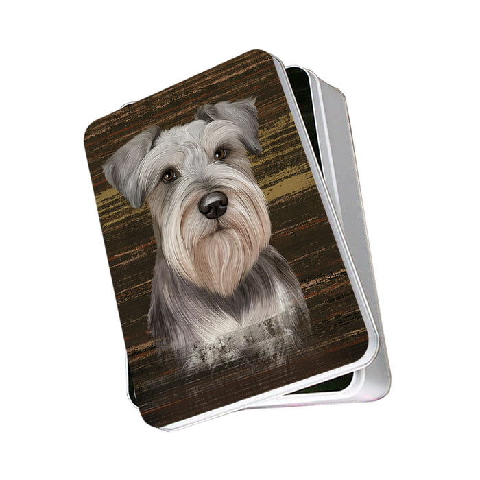 Rustic Miniature Schnauzer Dog Photo Storage Tin PITN50580