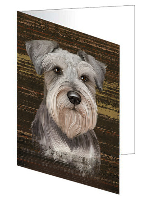 Rustic Miniature Schnauzer Dog Handmade Artwork Assorted Pets Greeting Cards and Note Cards with Envelopes for All Occasions and Holiday Seasons GCD55787
