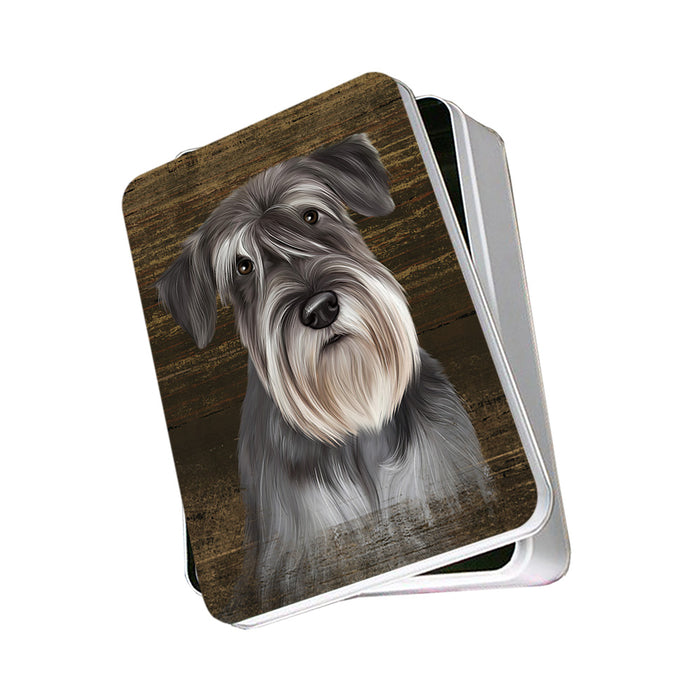 Rustic Miniature Schnauzer Dog Photo Storage Tin PITN50581