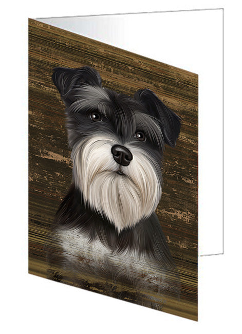Rustic Miniature Schnauzer Dog Handmade Artwork Assorted Pets Greeting Cards and Note Cards with Envelopes for All Occasions and Holiday Seasons GCD55793