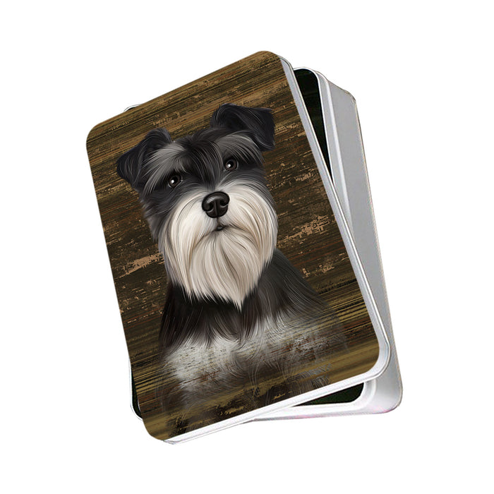 Rustic Miniature Schnauzer Dog Photo Storage Tin PITN50582