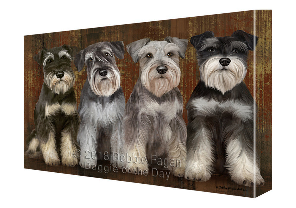 Rustic 4 Miniature Schnauzers Dog Canvas Wall Art CVS61806