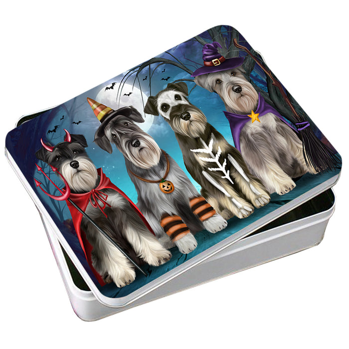 Happy Halloween Trick or Treat Miniature Schnauzer Dog Photo Storage Tin PITN52586