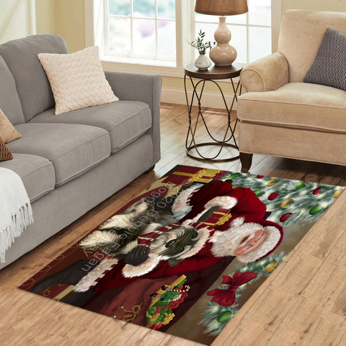 Santa's Christmas Surprise Schnauzer Dog Polyester Living Room Carpet Area Rug ARUG67643