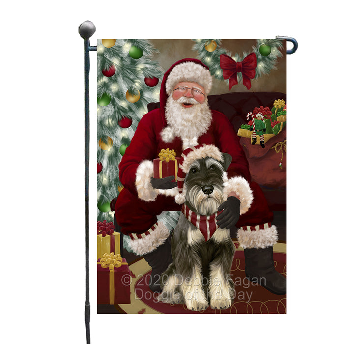 Santa's Christmas Surprise Schnauzer Dog Garden Flag GFLG66757