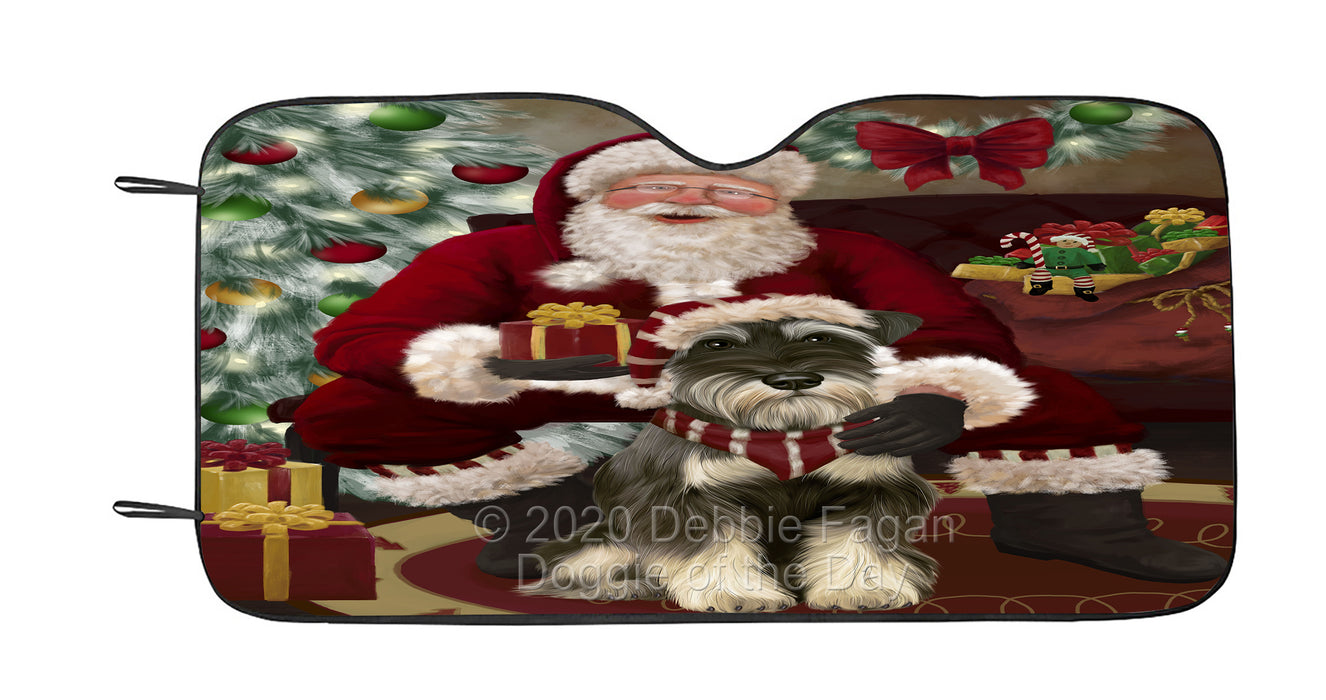 Santa's Christmas Surprise Schnauzer Dog Car Sun Shade Cover Curtain