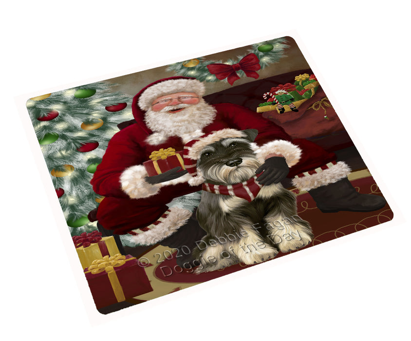 Santa's Christmas Surprise Schnauzer Dog Cutting Board - Easy Grip Non-Slip Dishwasher Safe Chopping Board Vegetables C78676