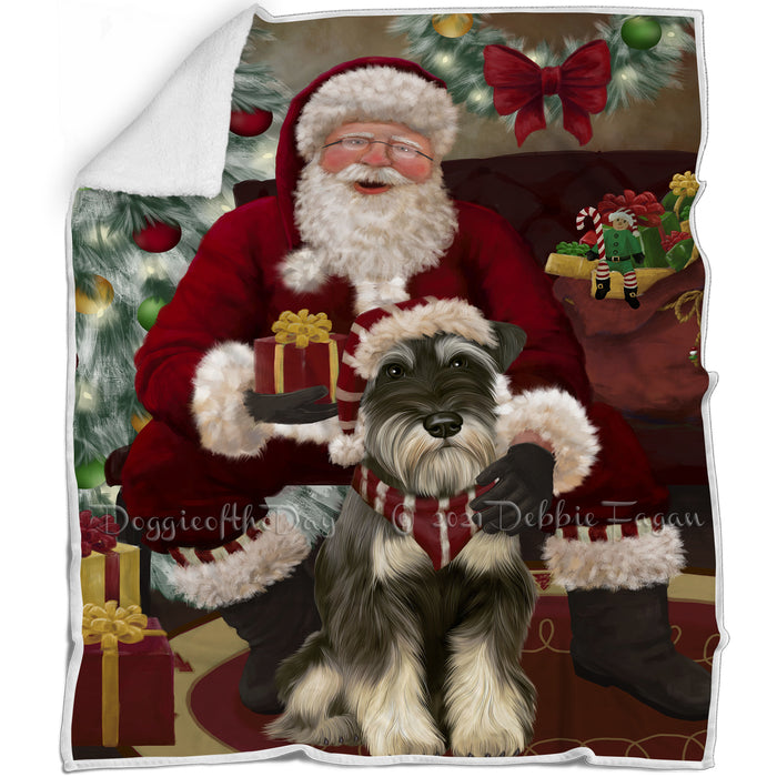 Santa's Christmas Surprise Schnauzer Dog Blanket BLNKT142293