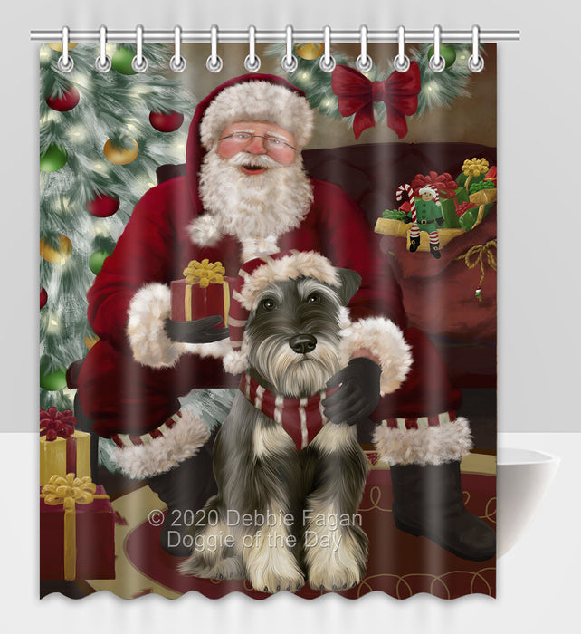 Santa's Christmas Surprise Schnauzer Dog Shower Curtain Bathroom Accessories Decor Bath Tub Screens SC251