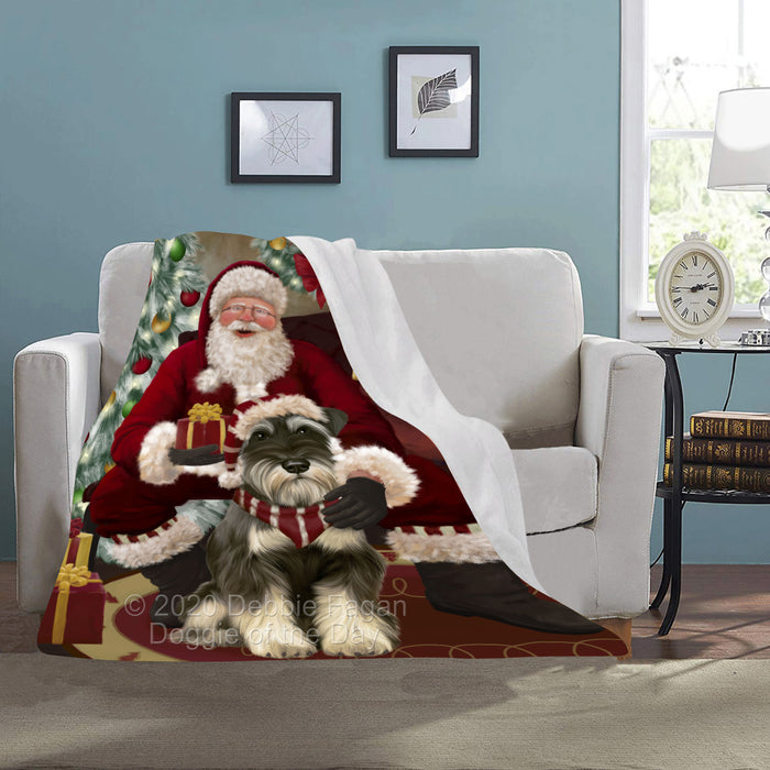 Santa's Christmas Surprise Schnauzer Dog Blanket BLNKT142293