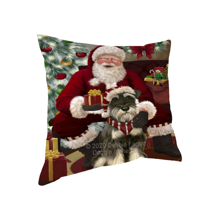 Santa's Christmas Surprise Schnauzer Dog Pillow PIL87248