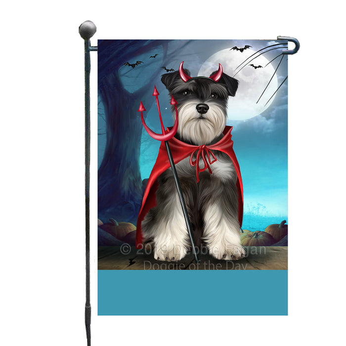 Personalized Happy Halloween Trick or Treat Miniature Schnauzer Dog Devil Custom Garden Flag GFLG64478
