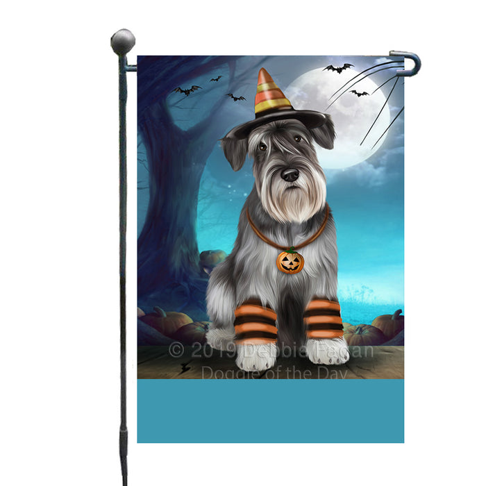 Personalized Happy Halloween Trick or Treat Miniature Schnauzer Dog Candy Corn Custom Garden Flag GFLG64423