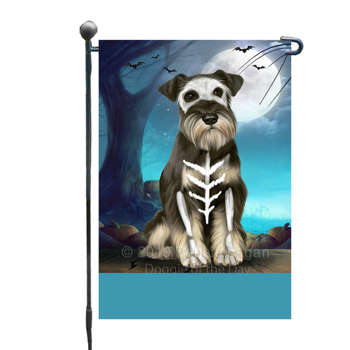 Personalized Happy Halloween Trick or Treat Miniature Schnauzer Dog Skeleton Custom Garden Flag GFLG64533
