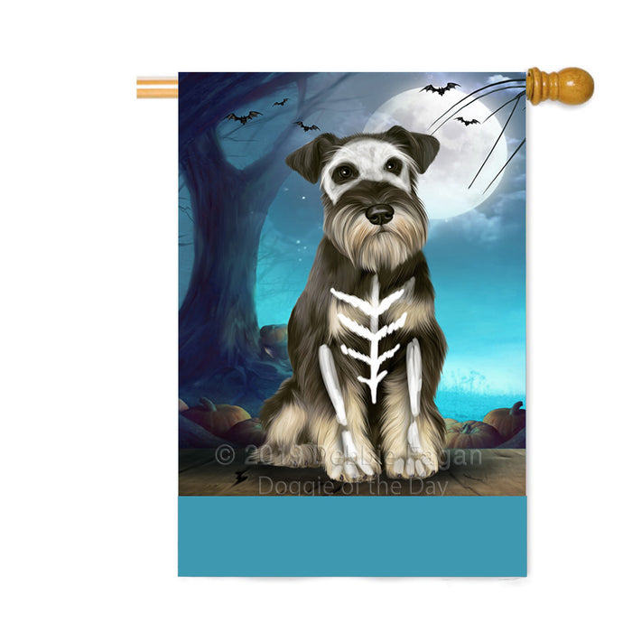 Personalized Happy Halloween Trick or Treat Miniature Schnauzer Dog Skeleton Custom House Flag FLG64224