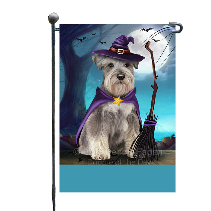 Personalized Happy Halloween Trick or Treat Miniature Schnauzer Dog Witch Custom Garden Flag GFLG64588