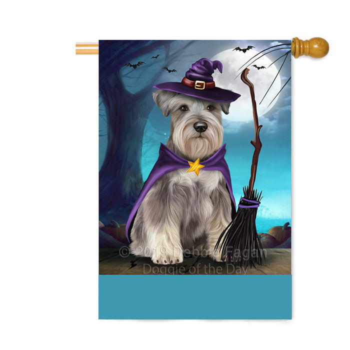 Personalized Happy Halloween Trick or Treat Miniature Schnauzer Dog Witch Custom House Flag FLG64279
