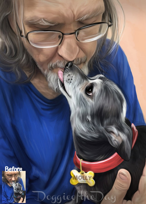 Digital Painting PERSONALIZED Caricature PET PORTRAIT! Custom Pet Dog or Cat Art