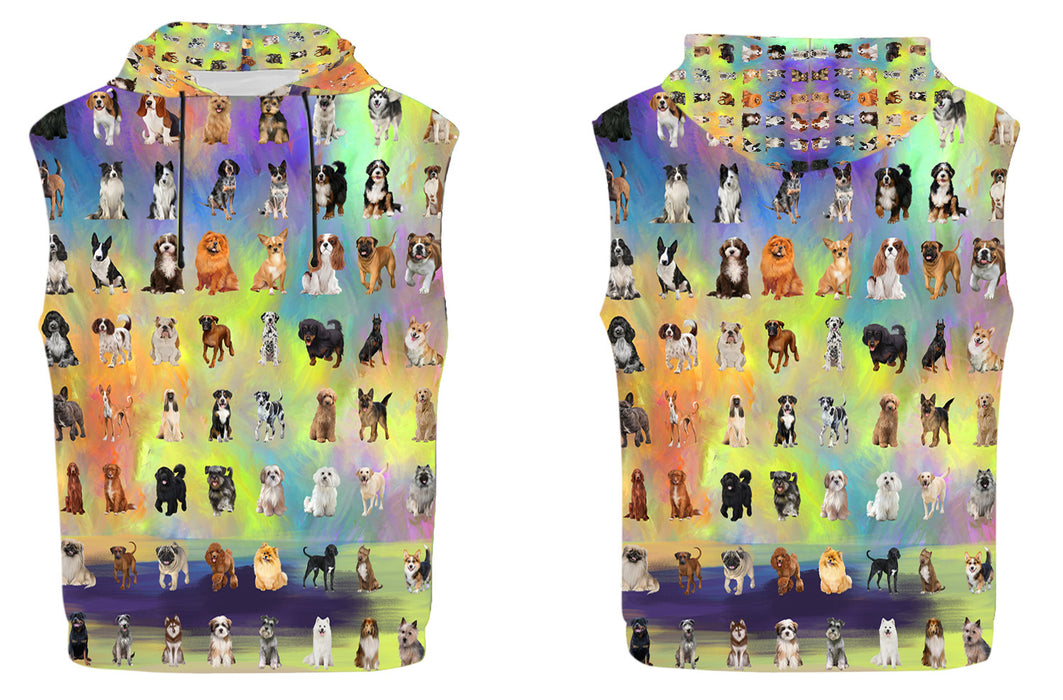 Paradise Wave Multi Breed Dogs All Over Print Sleeveless Men's Hoodie
