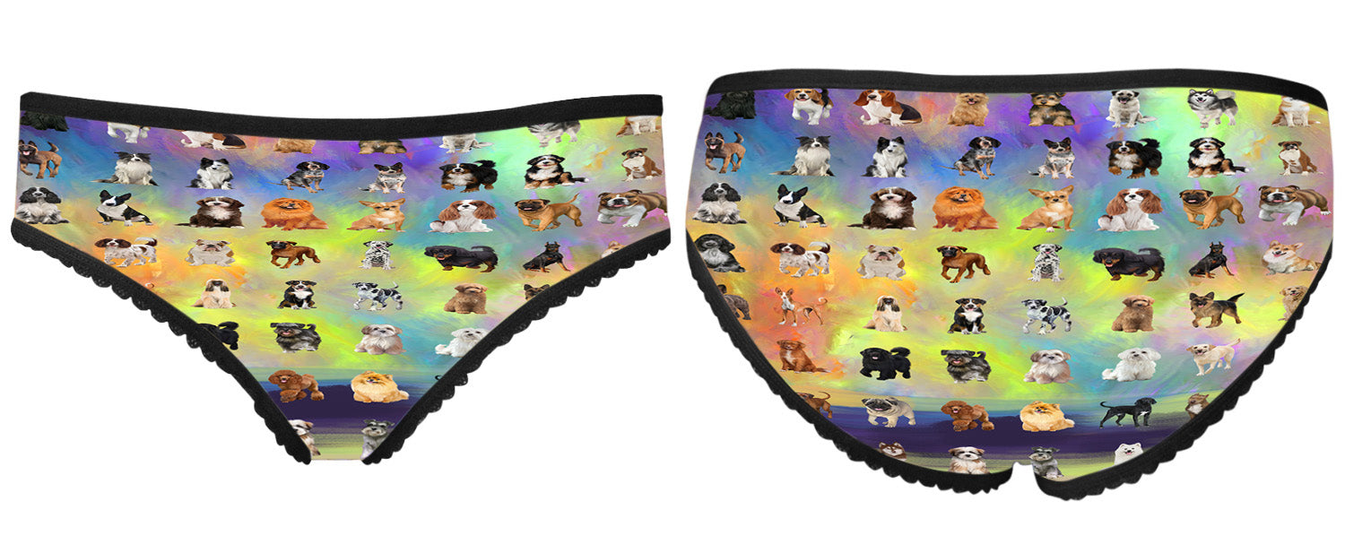 Paradise Wave Multi Breed Dogs All Over Print High-cut Women's Brief